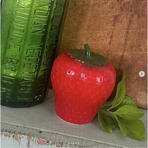 Vintage Milk Glass Strawberry Jam Jelly Jar Hazel Atlas